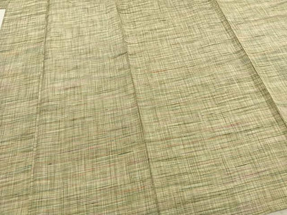 平和屋着物▽上質な紬　単衣　縞　正絹　逸品　AABA7524fy