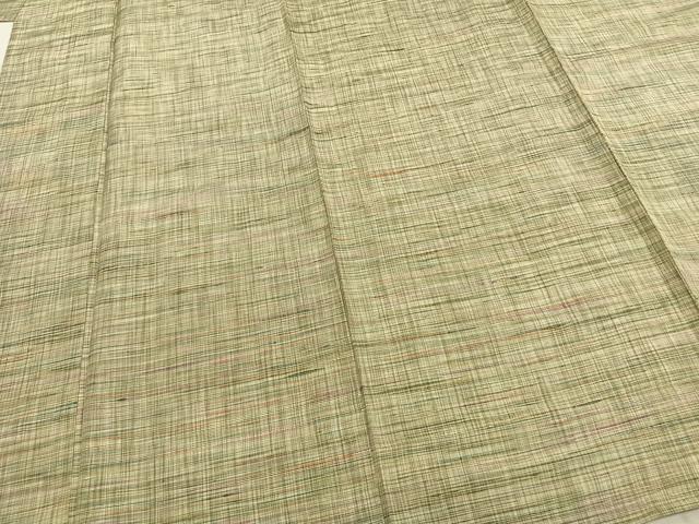 平和屋着物▽上質な紬　単衣　縞　正絹　逸品　AABA7524fy