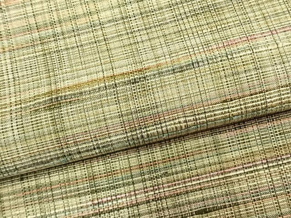 平和屋着物▽上質な紬　単衣　縞　正絹　逸品　AABA7524fy