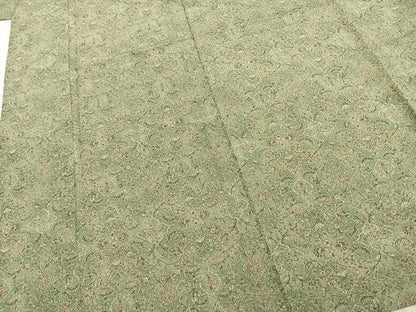 平和屋着物▽上質な小紋 単衣 幾何学花文 ロング丈 正絹 逸品 AABA7526fy