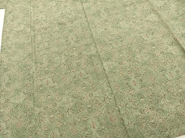 平和屋着物▽上質な小紋 単衣 幾何学花文 ロング丈 正絹 逸品 AABA7526fy