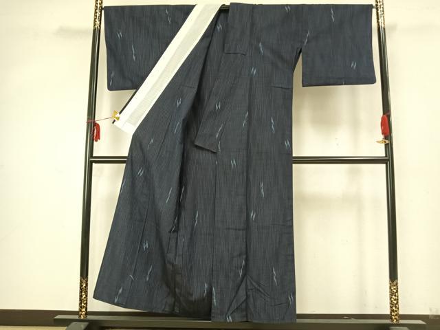 平和屋着物▽上質な紬 単衣 幾何学文様 正絹 逸品 AABA7528fy