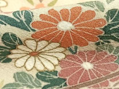 平和屋着物▽訪問着 単衣 風景草花文 暈し染め 金彩 正絹 逸品 AABA7529fy