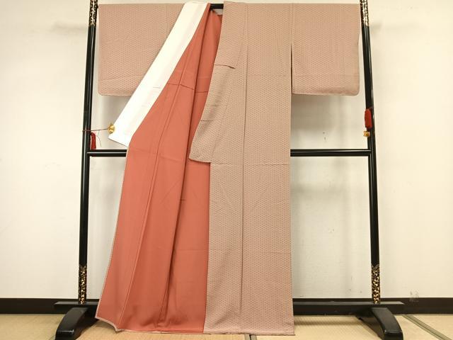 平和屋着物▽上質な小紋 単衣 幾何学花文 正絹 逸品 未使用 AABA7530fy