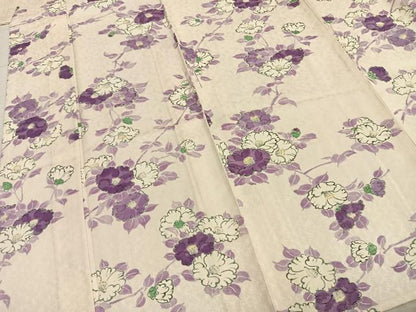 平和屋着物▽上質な小紋 単衣 手描き 草花文 正絹 逸品 AABA7534fy