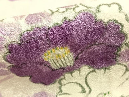 平和屋着物▽上質な小紋 単衣 手描き 草花文 正絹 逸品 AABA7534fy