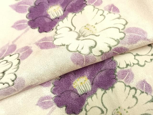 平和屋着物▽上質な小紋 単衣 手描き 草花文 正絹 逸品 AABA7534fy
