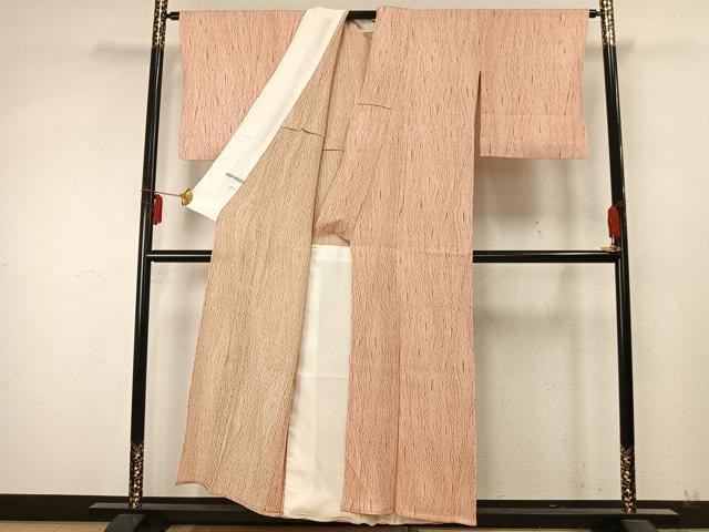 平和屋着物▽上質な小紋 単衣 総絞り 杢目文 正絹 逸品 AABA7535fy