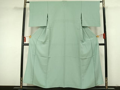 平和屋着物▽上質な色無地 単衣 薄萌葱色 正絹 逸品 AABA7540fy