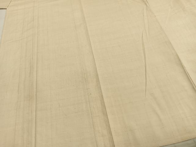 平和屋着物▽上質な紬　単衣　色無地　鳥の子色　正絹　逸品　AABA7543fy