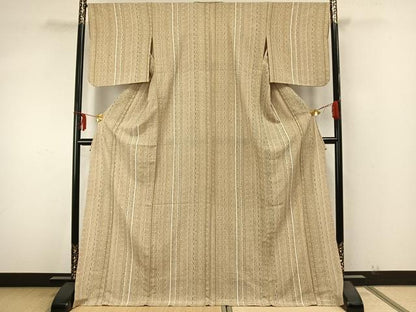 平和屋着物▽上質な小紋 単衣 間道 ロング丈 正絹 逸品 AABA7544fy