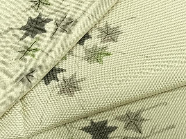 平和屋着物▽上質な紬 単衣 手描き 枝葉文 正絹 逸品 AABA7546fy