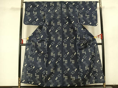 平和屋着物▽上質な紬 単衣 琉球絣 正絹 逸品 AABA7550fy