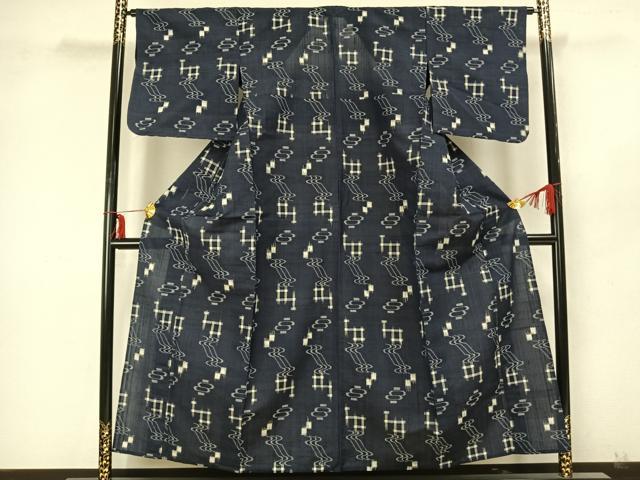 平和屋着物▽上質な紬 単衣 琉球絣 正絹 逸品 AABA7550fy