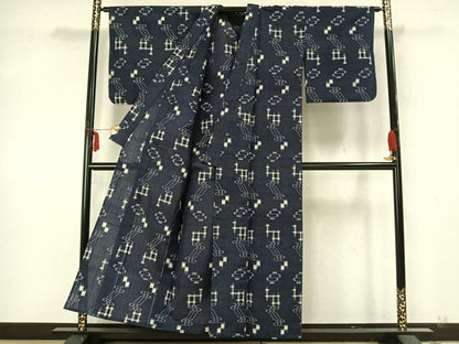 平和屋着物▽上質な紬 単衣 琉球絣 正絹 逸品 AABA7550fy