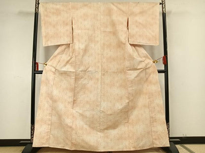 平和屋着物▽上質な紬 単衣 麻の葉文様 正絹 逸品 未使用 AABA7552fy