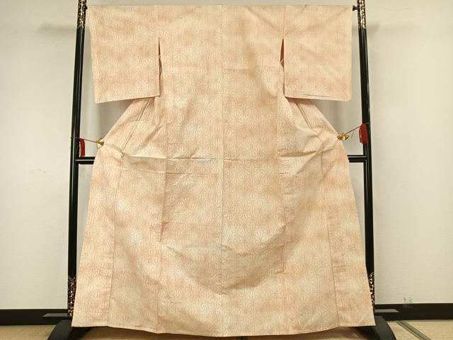 平和屋着物▽上質な紬 単衣 麻の葉文様 正絹 逸品 未使用 AABA7552fy