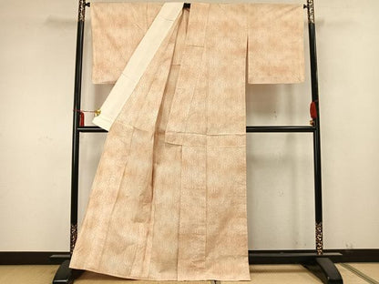 平和屋着物▽上質な紬 単衣 麻の葉文様 正絹 逸品 未使用 AABA7552fy