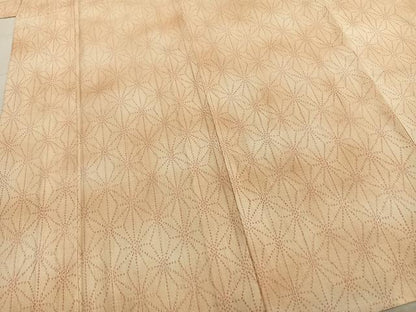 平和屋着物▽上質な紬 単衣 麻の葉文様 正絹 逸品 未使用 AABA7552fy