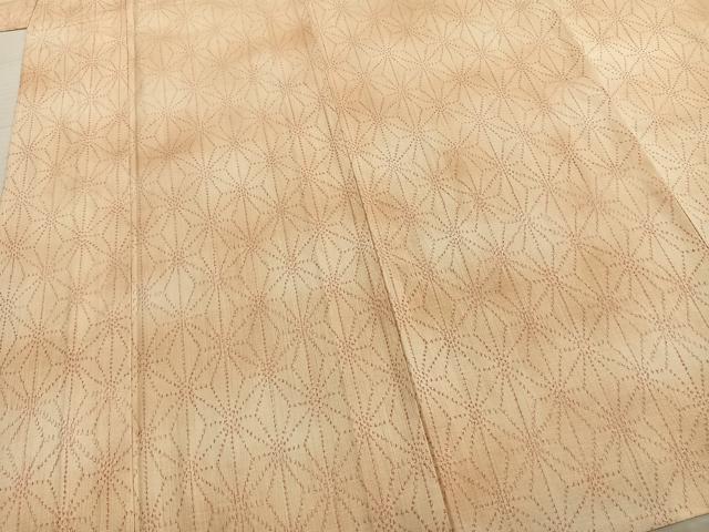 平和屋着物▽上質な紬 単衣 麻の葉文様 正絹 逸品 未使用 AABA7552fy