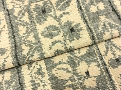 平和屋着物▽上質な紬 単衣 色紙草花文 正絹 逸品 AABA7554fy
