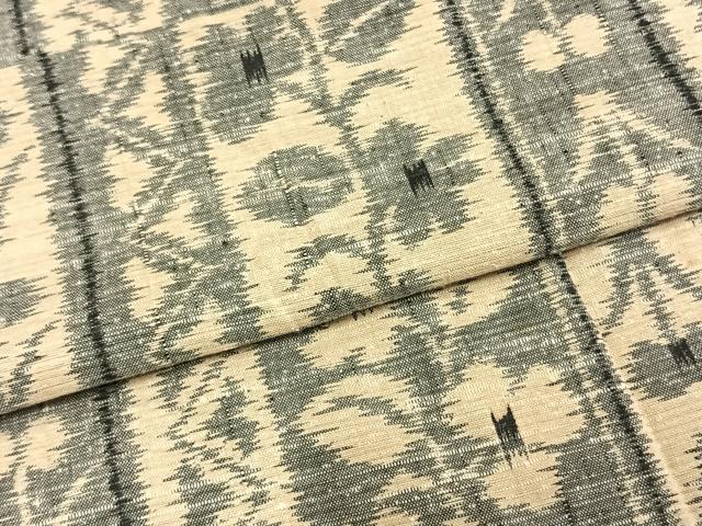 平和屋着物▽上質な紬 単衣 色紙草花文 正絹 逸品 AABA7554fy