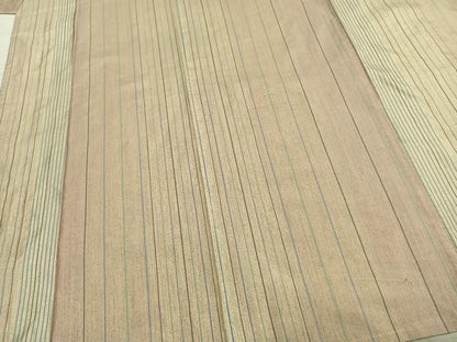 平和屋着物▽本場大島紬　単衣　縞　金彩　正絹　逸品　AABA7556fy