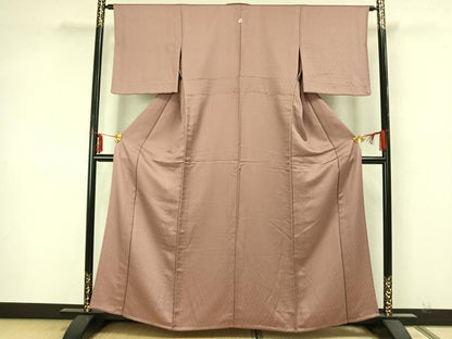 平和屋着物▽上質な色無地　単衣　花づくし地紋　ときがら茶色　正絹　逸品　未使用　AABA7558fy