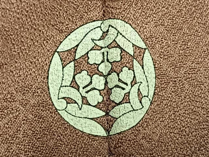 平和屋着物▽上質な色無地　単衣　花づくし地紋　ときがら茶色　正絹　逸品　未使用　AABA7558fy