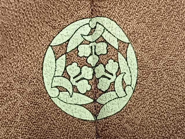 平和屋着物▽上質な色無地　単衣　花づくし地紋　ときがら茶色　正絹　逸品　未使用　AABA7558fy