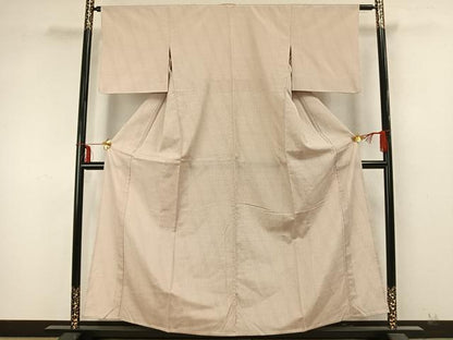 平和屋着物▽本塩沢 単衣 110亀甲 斜縞 正絹 逸品 AABA7560fy