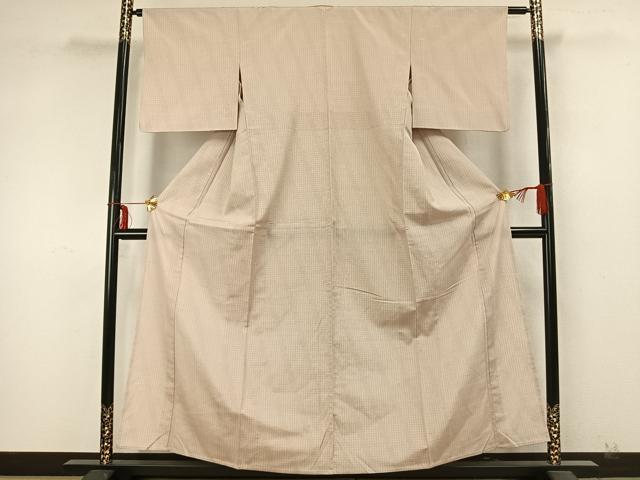 平和屋着物▽本塩沢 単衣 110亀甲 斜縞 正絹 逸品 AABA7560fy