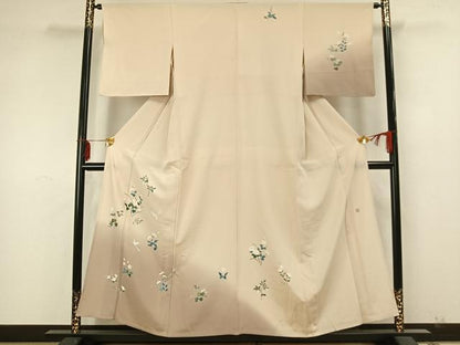 平和屋着物▽訪問着 単衣 友禅 作家物 花鳥文 正絹 逸品 AABA7561fy