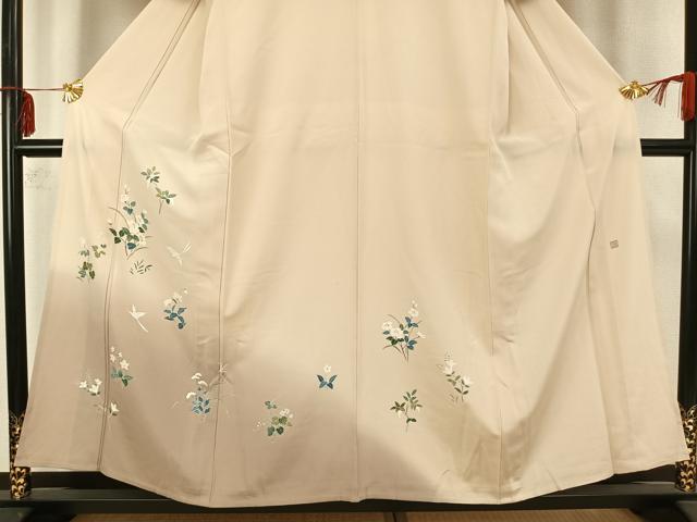 平和屋着物▽訪問着 単衣 友禅 作家物 花鳥文 正絹 逸品 AABA7561fy
