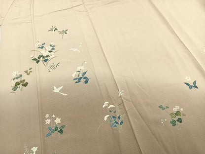 平和屋着物▽訪問着 単衣 友禅 作家物 花鳥文 正絹 逸品 AABA7561fy