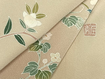 平和屋着物▽訪問着 単衣 友禅 作家物 花鳥文 正絹 逸品 AABA7561fy