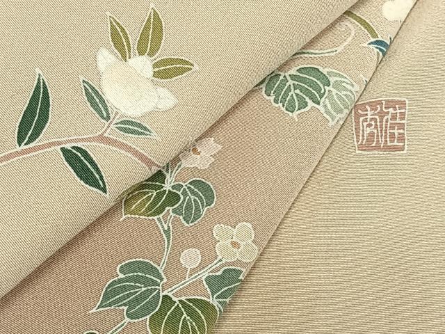平和屋着物▽訪問着 単衣 友禅 作家物 花鳥文 正絹 逸品 AABA7561fy