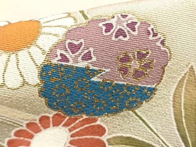 平和屋着物▽訪問着 単衣 地紙草花文 金彩 正絹 逸品 未使用 AABA7567fy