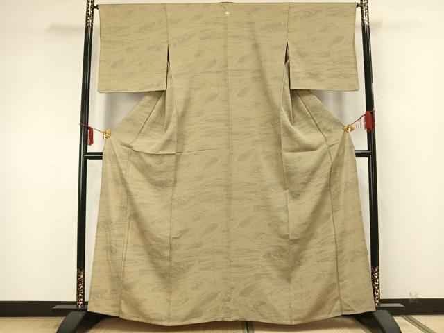 平和屋着物▽上質な小紋 単衣 作家物 墨流し文様 正絹 逸品 AABA7568fy