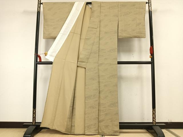 平和屋着物▽上質な小紋 単衣 作家物 墨流し文様 正絹 逸品 AABA7568fy