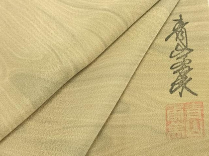 平和屋着物▽上質な小紋 単衣 作家物 墨流し文様 正絹 逸品 AABA7568fy