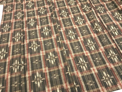 平和屋着物▽上質な紬　単衣　絣柄　正絹　逸品　AABA7569fy