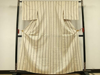 平和屋着物▽上質な小紋　単衣　間道　正絹　逸品　AABA7575fy