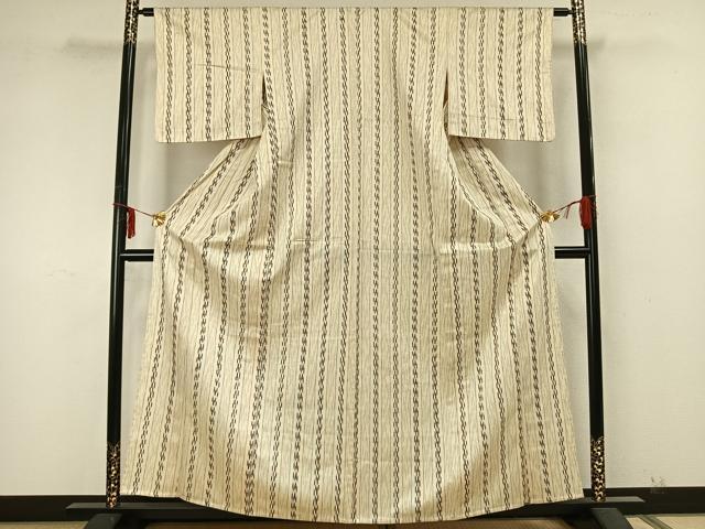 平和屋着物▽上質な小紋　単衣　間道　正絹　逸品　AABA7575fy