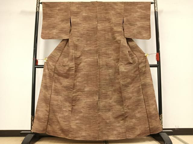 平和屋着物▽上質な紬 単衣 霞文 正絹 逸品 AABA7577fy