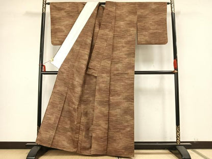 平和屋着物▽上質な紬 単衣 霞文 正絹 逸品 AABA7577fy