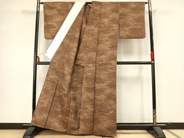 平和屋着物▽上質な紬 単衣 霞文 正絹 逸品 AABA7577fy