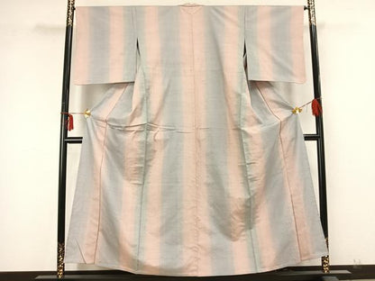平和屋着物▽上質な紬 単衣 間道 正絹 逸品 AABA7578fy