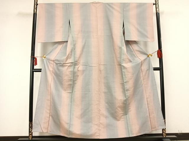 平和屋着物▽上質な紬 単衣 間道 正絹 逸品 AABA7578fy