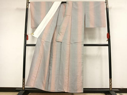 平和屋着物▽上質な紬 単衣 間道 正絹 逸品 AABA7578fy
